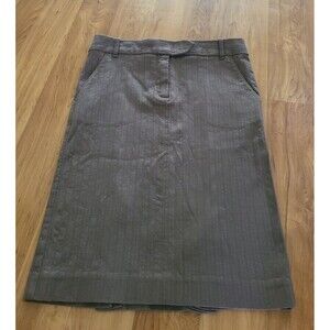 STUDIO M Sz 6 Brown Textured Stripe Stretch Skirt Straight Pencil Pockets